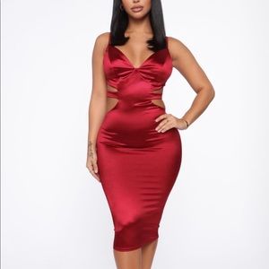 Red stain midi dress